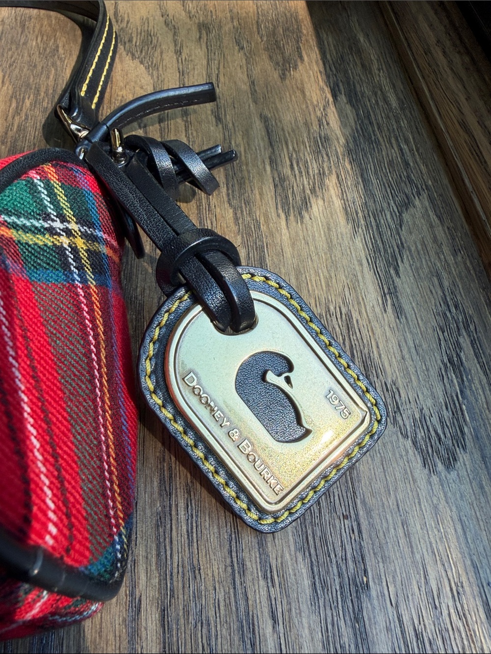 Dooney & Bourke Red Tartan shoulder bag with Leather Strap - Picture 3 of 7